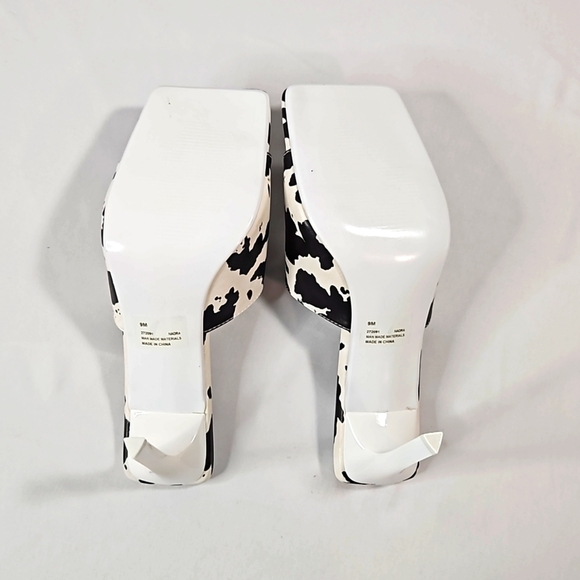 Fashion Nova Black & White Cow Print Heels Size 9 - Picture 5 of 7